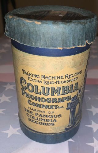 Columbia Phonograph Graphophone Cylinder Record Tube Blue Only - Great Shape