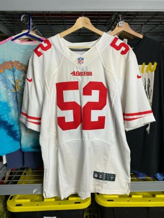 Mens 48 Nike Nfl Sf 49ers Patrick Willis 52 White Red Sewn Football Jersey