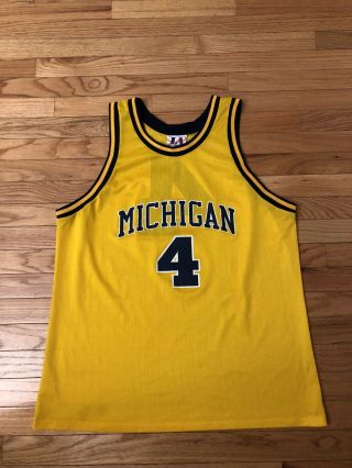 Chris Webber Michigan Wolverines Ncaa Vintage Logo Athletic Jersey Men’s Size L
