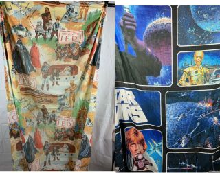 Vintage Star Wars Return Of The Jedi Twin Fitted Sheet,  Fabric Shower Curtain