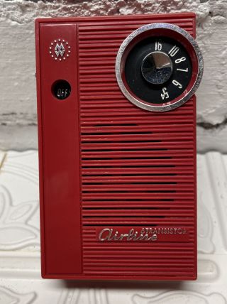 Vintage Montgomery Wards 6 Transistor Red Airline Radio In Open Box