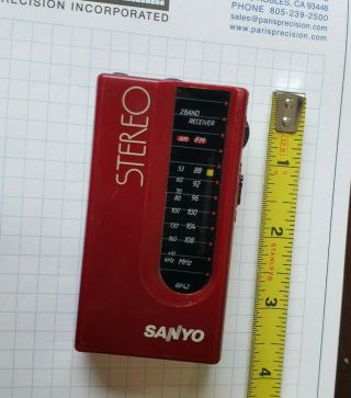 Vintage Sanyo Sportster Rp 42 Fm Stereo / Am Pocket Radio Go Bag Shtf Prep