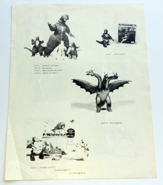 Godzilla King Ghidorah Kaiju Vintage 2sided Action Figure Toy Ad Sheet