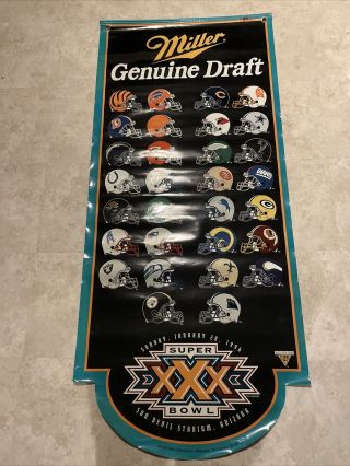 Vintage Superbowl Xxx Double Sided Poster Sign 56”x 25”