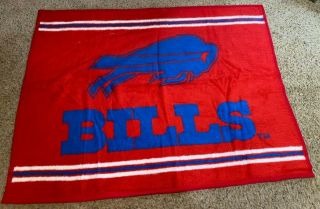Biederlack Buffalo Bills Nfl Football Fleece Throw Blanket 48”x 60” Made In Usa