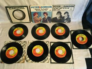 7x Peter And Gordon 45 Record Jokers Red Cream Velvet Show Love Tell Me Capitol