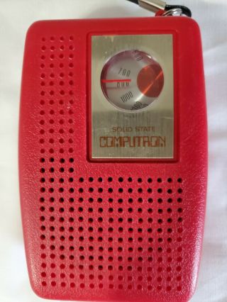 Vintage Computron Solid State Transistor Radio Am Red Pocket Great