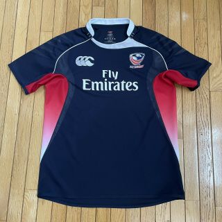 Canterbury Of Zealand Usa Rugby Red Navy Blue Jersey Emirates Mens Size Xl