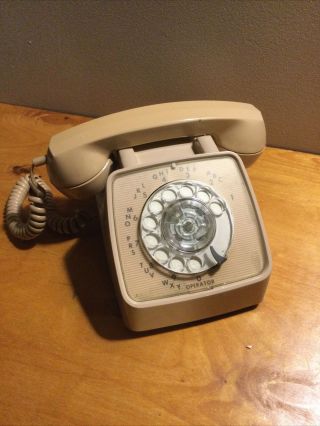 Vintage Gte Automatic Electric Beige Rotary Dial Desk Phone Telephone Model 80