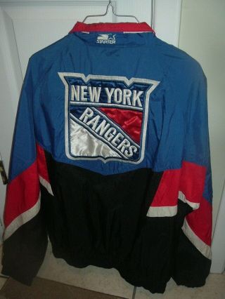 Men’s Vintage Nhl York Rangers Starter Full Zip Jacket Size L Euc (bb2)