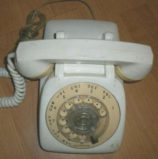 Vintage Automatic Electric Type 80 White/beige Rotary Dial Desk Phone - See Notes