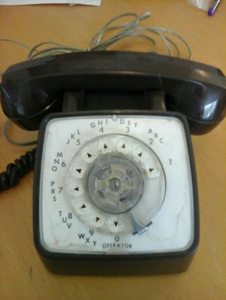 Vintage Gte Automatic Electric Rotary Dial Desk Telephone Chocolate Brown