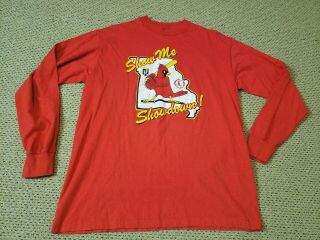 St Louis Cardinals Vintage Long Sleeve Tee Shirt - Size Large 1985 Championship