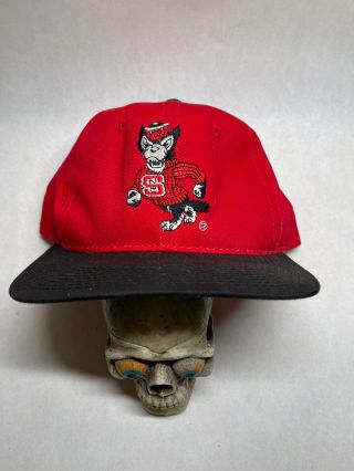 Vtg 90s Red Ncsu North Carolina Nc State Wolfpack Hat Cap Snapback