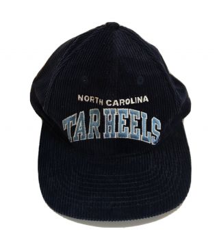 Vintage North Carolina Tar Heels Blue Corduroy Trucker Snapback Hat Cap Russell