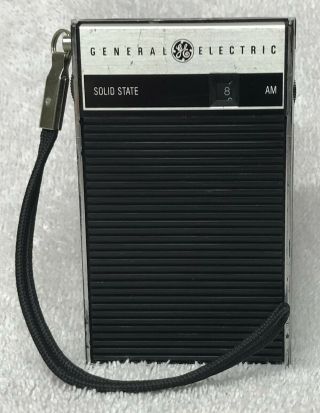 1970s General Electric Model P2790 Black Pocket Transistor Am Radio W Hand Strap
