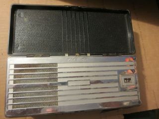 Vintage Rca Victor Portable Transistor Am Radio Silver Deco Look In Case