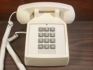 Vintage Cortel Co.  Desk Top Push Button Phone In White.  Great