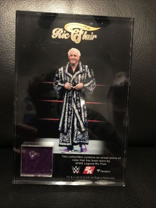 Wwe 2k19 Nature Boy Ric Flair Ring Worn Piece Of Purple Robe Plaque In Case