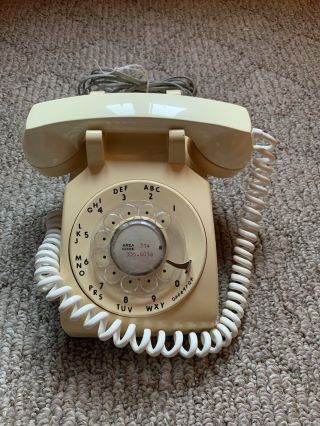Beige Itt Bell System Western Electric Rotary Desk Phone W/ Cord Vintage.