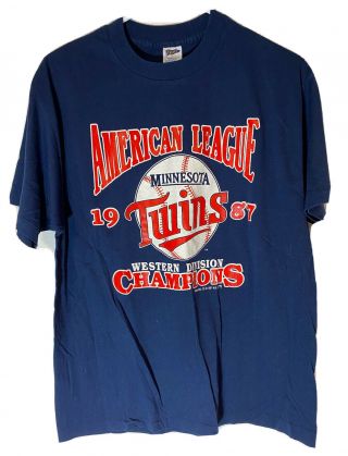 Vintage Minnesota Twins 1987 World Series Champions Blue Shirt Men’s Size Xl