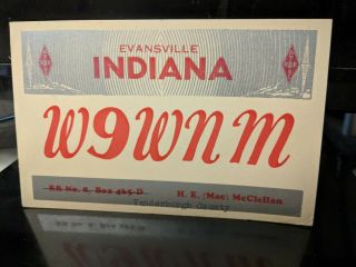 Amateur Ham Radio Qsl Postcard H.  E.  Mcclellan 1967 Evansville Indiana