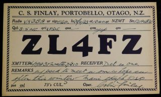 1933 Radio Qsl Card - Zl4fz - Portobello,  Otago,  Zealand - Ham Radio