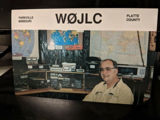 Amateur Ham Radio Qsl Postcard W0jlc Photo John Chass 1990s Parkville Missouri
