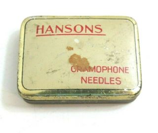 Vintage Hansons Gramophone Needle Tin With Needles Inside