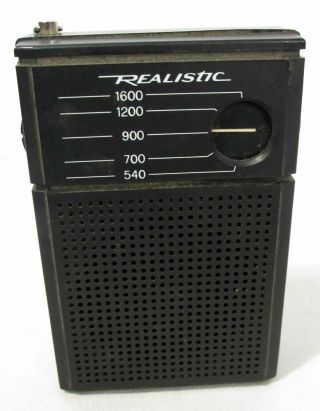 Vtg Realistic Model No.  12 - 201 Transistor Pocket Am Radio Black (static Only)