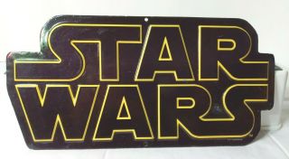 Star Wars Metal Embossed Tin Sign Black - Yellow Logo 13 By 6.  5 " Wall Decor Disney