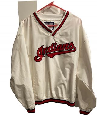 Vintage 1990s Starter Mlb Cleveland Indians Pullover Windbresker Jacket Size (l)