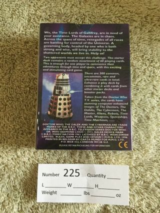 1996 Doctor Who Collectable Trading Card Game 60 Card Starter Deck NEW; Inv 225 2