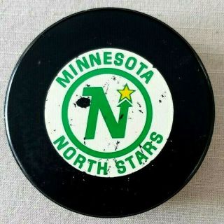 Nhl Minnesota North Stars Small Logo Ziegler Official Game Puck 1985 - 92 Gt1 2
