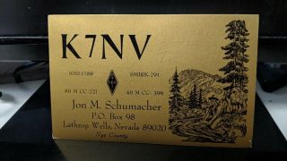 Amateur Ham Radio Qsl Postcard K7nv Jon Schumacher 1980 Lathrop Wells Nevada