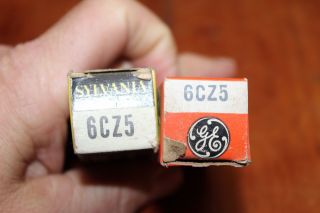 Vintage Sylvania Or Ge 6cz5 Electron Vacuum Tubes (x2) Old Stock