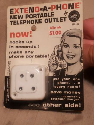 Vintage 1968 Extend - A - Phone Portable Telephone Outlet/jack By Fedtro Tel - Jk