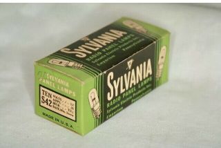 Vintage Box Of 10 Sylvania 42 Light Bulbs Miniature Radio Panel Lamp Bulbs Nos