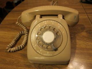 Vintage Rotary Dial Desk Telephone Phone Automatic Electric Northlake Beige