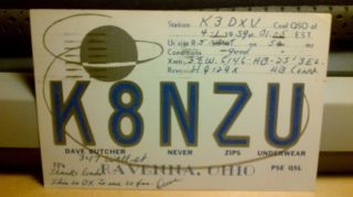 Amateur Ham Radio Qsl Postcard K8nzu Butcher Family 1959 Ravenna Ohio