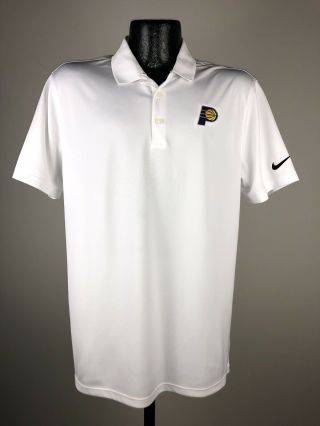 Men’s Nike Golf Dri - Fit Indiana Pacers Nba White Polyester Short - Sleeve Polo M