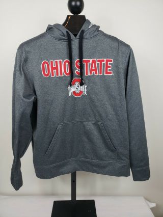Ohio State Mens Hoodie Sz Medium Gray Buckeyes Sweatshirt Ncaa Authentic Red
