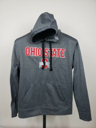 Ohio State Mens Hoodie Sz Medium Gray Buckeyes Sweatshirt NCAA Authentic Red 2