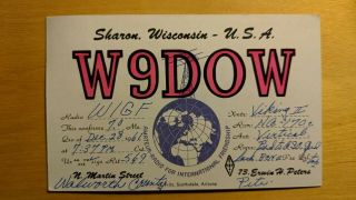 Amateur Ham Radio Qsl Postcard W9dow Erwin H.  Peters 1961 Sharon Wisconsin