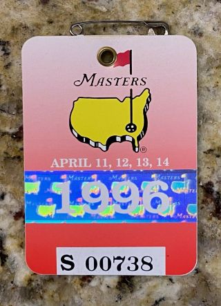 1996 Masters Tournament Augusta National Golf Club Badge Ticket Nick Faldo Pga