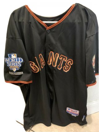 San Francisco Giants Brian Wilson 38 2010 World Series Jersey Black Size 54 Euc