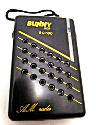 Vintage Sunny Sx100 Am Black Pocket Radio Japan Electronics