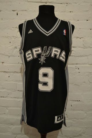 Adidas Tony Parker San Antonio Spurs Basketball Jersey Size Medium M Nba Black