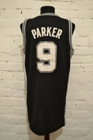 Adidas Tony Parker San Antonio Spurs Basketball Jersey Size Medium M NBA Black 2
