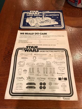 Star Wars Droid Maker Blueprints Instructions Kenner 1977 Vintage Rotj